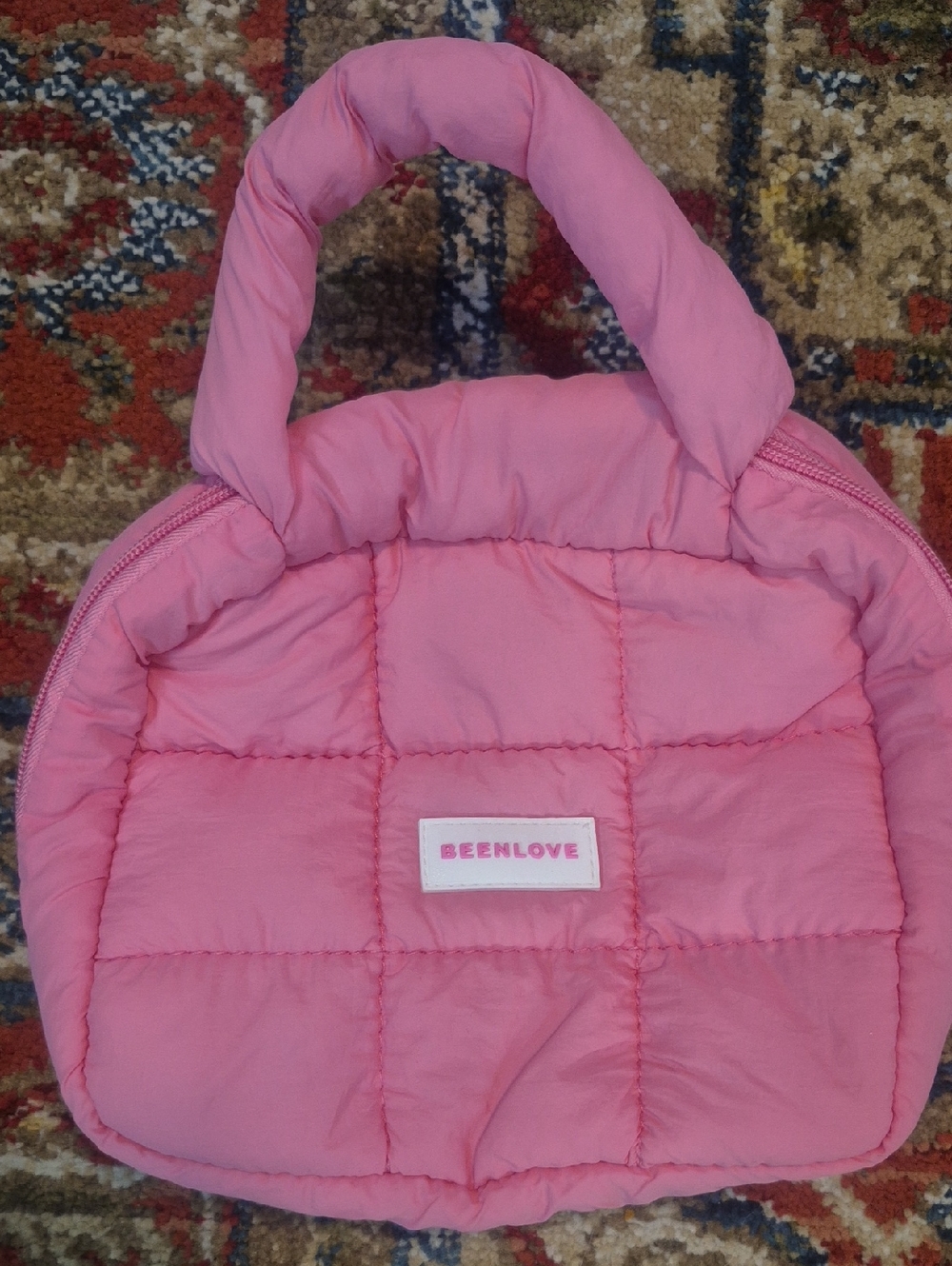 Pink Quilted Mini Puffer Bag